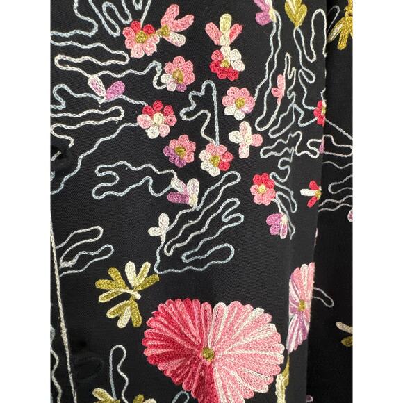 Unbranded Fully Embroidered Floral Asian Inspired Jacket 100% Cotton Sz Large - Picture 4 of 5